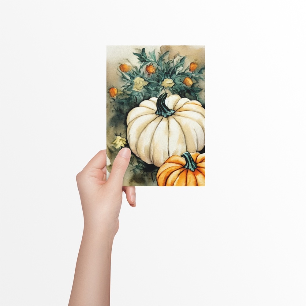 Wall Art Watercolor Floral Pumpkins Print Poster Card Unframed - Picture 5 of 10